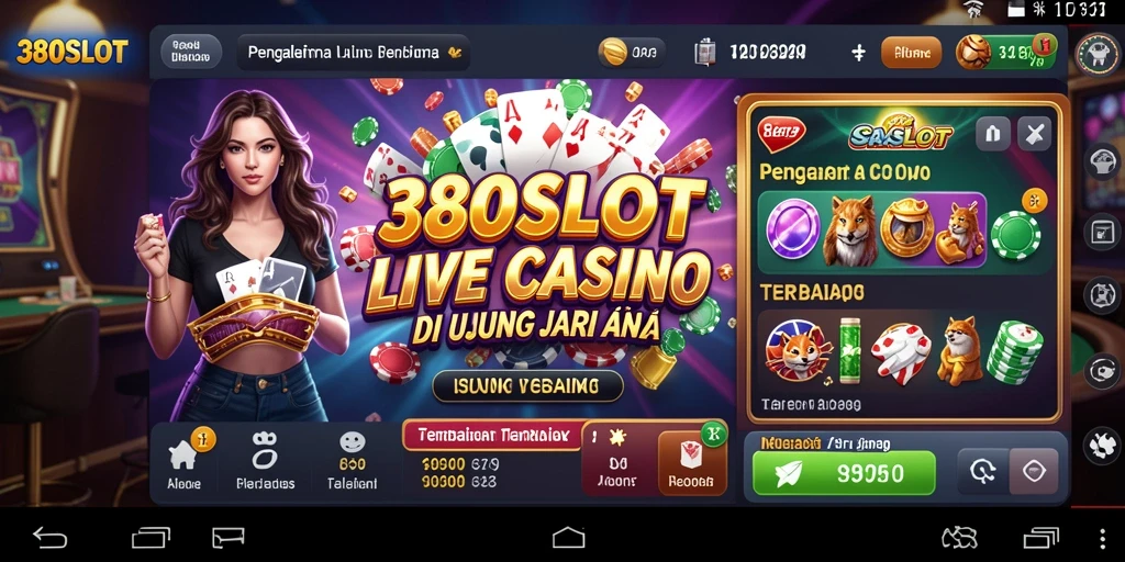 Screenshot gameplay <strong>380SLOT</strong> menampilkan dealer langsung dan permainan yang mengasyikkan.