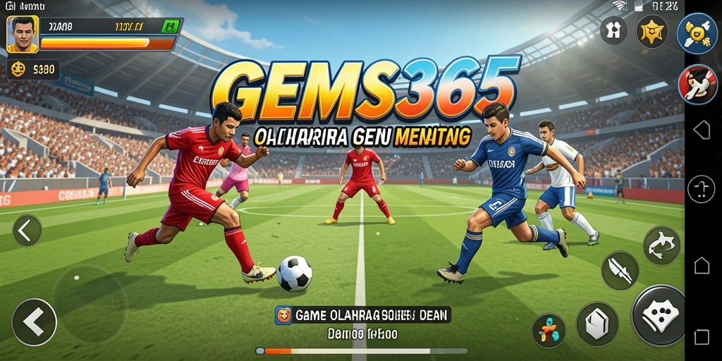 Tampilan gameplay GEMS365 yang seru dengan aksi olahraga yang mendebarkan.