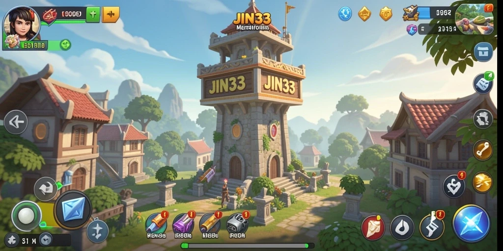 Screenshot utama JIN33 menampilkan aksi seru dalam Tower Defense.
