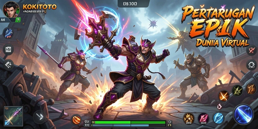 Tampilan gameplay pertarungan KOKITOTO yang seru dan dinamis.