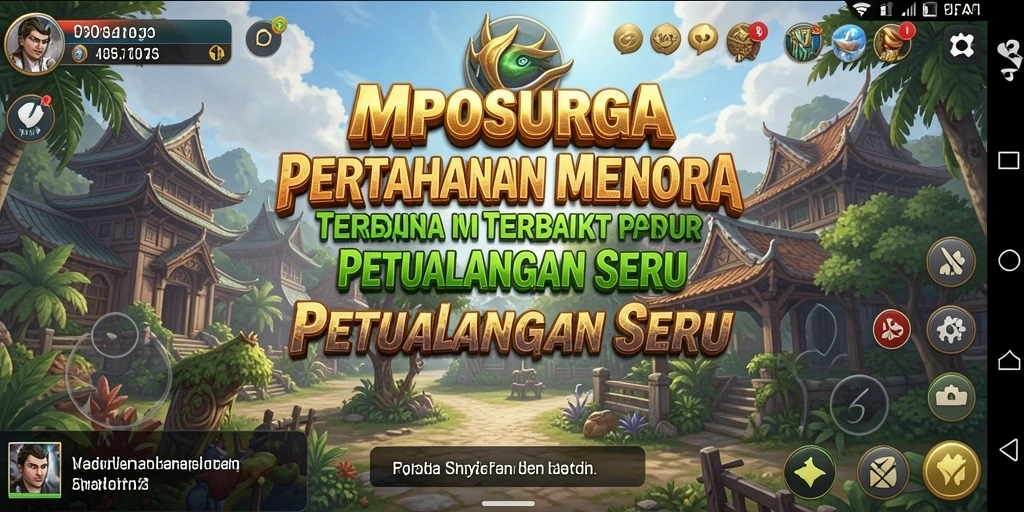 Tampilan aksi seru di MPOSURGA dengan menara mempertahankan dari serangan musuh.