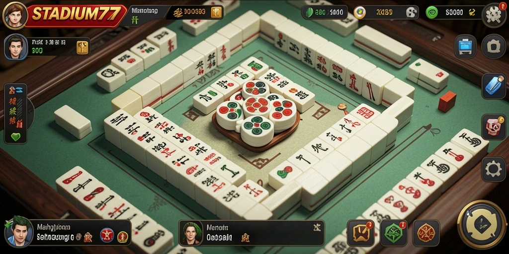 Screenshot STADIUM77 menunjukkan gameplay Mahjong yang menarik dan menantang.